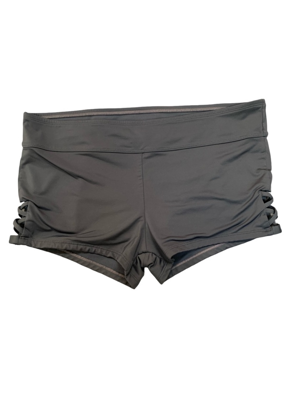 Kona Sol Charcoal Gray Bike Swim Shorts with Side Lattice